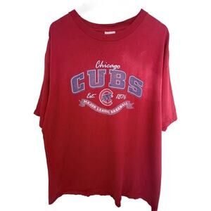 Chicago Cubs T Shirt Mens XL Red Distressed MLB Baseball Graphic Tee